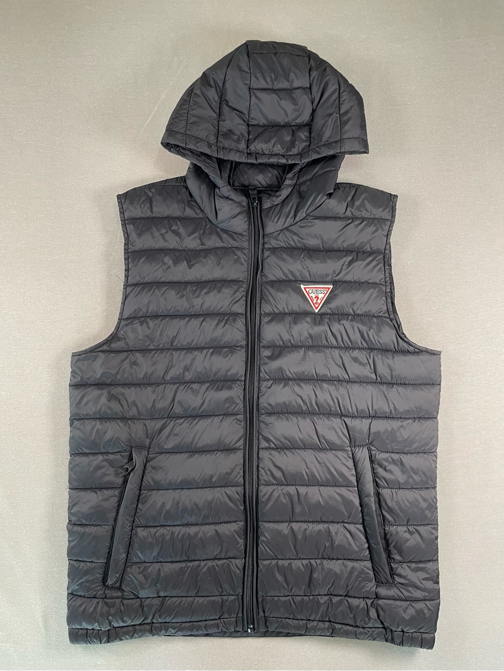 GUESS | Men’s Lightweight Hooded Puffer Vest Black | S